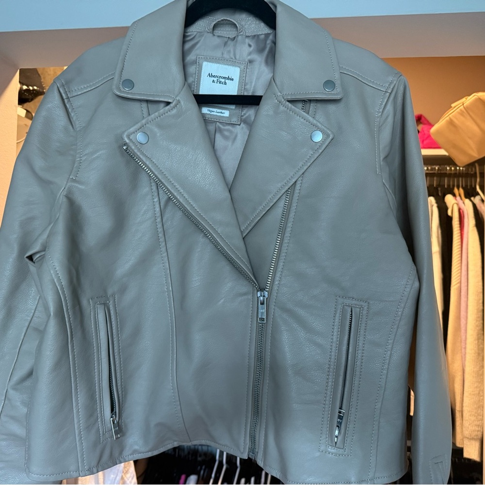 Women's Faux Leather Jacket in Gray by Abercrombie